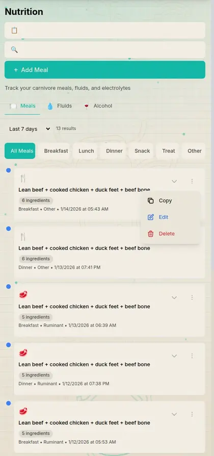 Nutrition and meal logging